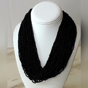 Monies Style Beaded Multi-Strand Macrame 1 Pice India Coin Necklace 20" - Vtg